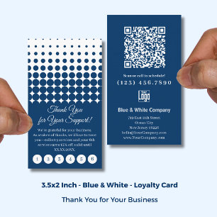 Classic Blue & White with Logo Thank You Punch Loyalty Card