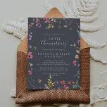 Classic Blue Wild 50th Wedding Anniversary  Invitation<br><div class="desc">This classic blue wild 50th wedding anniversary invitation is perfect for a modern event. The design features a yellow,  purple,  white wild flowers with foliage in a rose and green watercolor background.

Change the number to celebrate any anniversary milestone.</div>