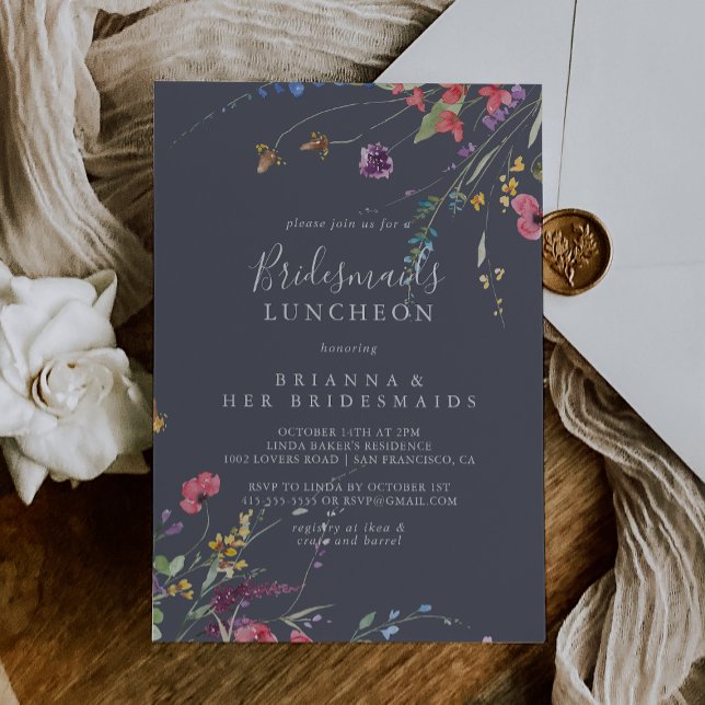 Classic Blue Wild Bridesmaids Luncheon Shower Invitation (Creator Uploaded)