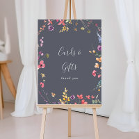 Classic Blue Wild Floral Cards and Gifts Sign