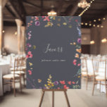 Classic Blue Wild Floral Favours Sign<br><div class="desc">This classic blue wild floral favours sign is perfect for a modern wedding or bridal shower. The design features a yellow,  purple,  white wild flowers with foliage in a rose and green watercolor background.</div>