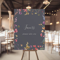 Classic Blue Wild Floral Favours Sign