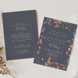 Classic Blue Wild Floral Front & Back Wedding  Invitation<br><div class="desc">This classic blue wild floral front and back wedding invitation is perfect for a tropical wedding. The design features pink, purple, yellow, burgundy, navy and blue hand-drawn wild flowers, arranged in beautiful shapes. Save paper by including more details on the back of the invitation instead of on a separate enclosure...</div>