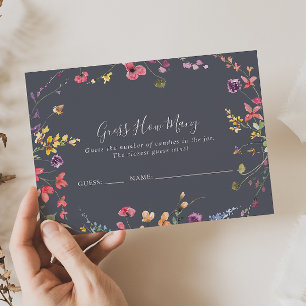 Classic Blue Wild Floral Guess How Many Game Card