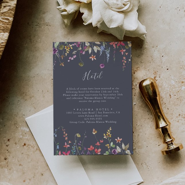 Classic Blue Wild Floral Hotel  Enclosure Card (Creator Uploaded)