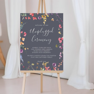 Classic Blue Wild Floral Unplugged Ceremony  Poster