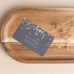 Classic Blue Wild Floral Wedding Website Enclosure Card