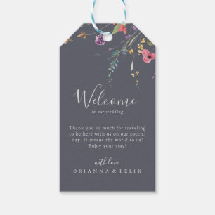 Classic Blue Wild Floral Wedding Welcome Gift Tags