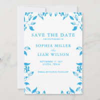 classic blue wild flowers wedding save the date