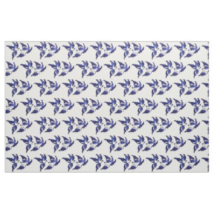 Classic Blue Willow Birds Design Fabric