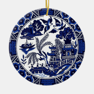 Classic Blue Willow China Design Ceramic Tree Decoration