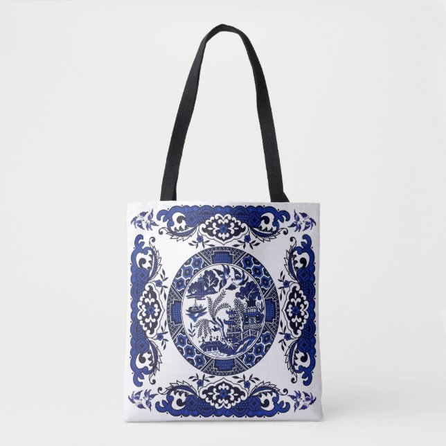 Classic Blue Willow China Design Tote Bag (Front)