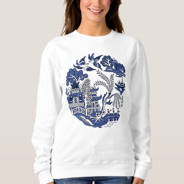 Classic Blue Willow Design Sweatshirt (Front)
