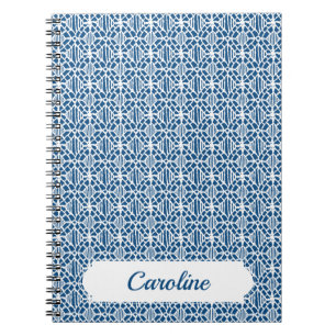 Classic Blue With White Crochet Lace Pattern Notebook