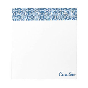 Classic Blue With White Crochet Lace Pattern Notepad