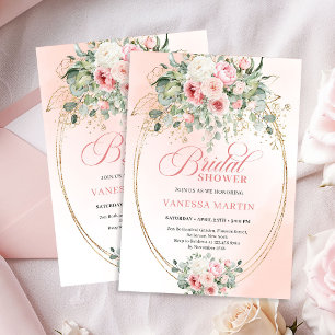 Classic Blush and Gold Floral Bridal Shower Invite