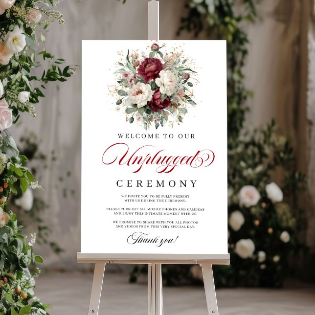 Classic Blush Burgundy Ceremony Poster Sign (Classic Blush Burgundy Ceremony Poster Sign)