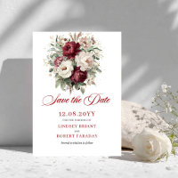 Classic Blush Burgundy Floral Save The Date