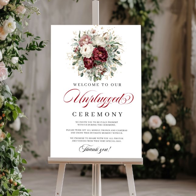 Classic Blush Burgundy Unplugged Ceremony Poster (Classic Blush Burgundy Unplugged Ceremony Poster)