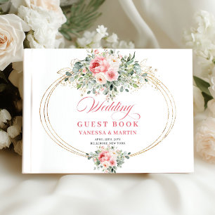Classic blush floral gold greenery elegant wedding guest book