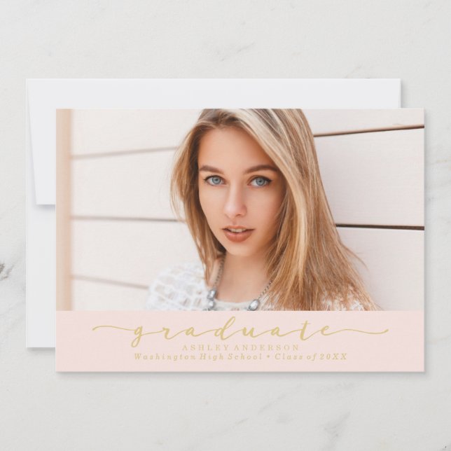 Classic Blush Graduation Announcement (Front)