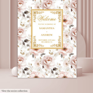 Classic Blush Ivory Gold Wedding Banner Tapestry