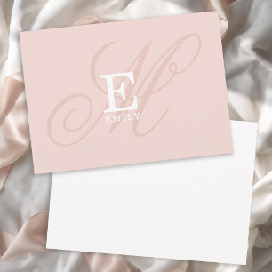 Classic Blush Pink Name and Monogram Typography Card