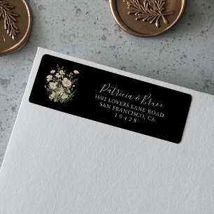 Classic Blush Wildflower Black Return Address 
