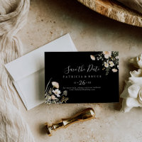 Classic Blush Wildflower Horizontal Black Wedding