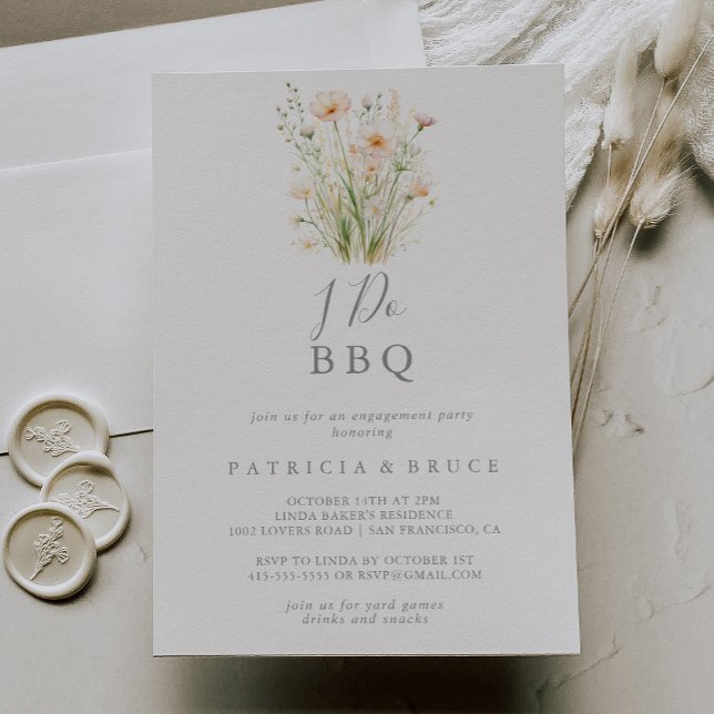 Classic Blush Wildflower I Do BBQ Engagement Party Invitation (Creator Uploaded)
