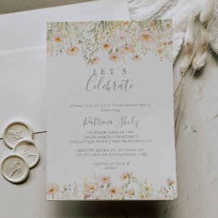 Classic Blush Wildflower Let's Celebrate Party Invitation