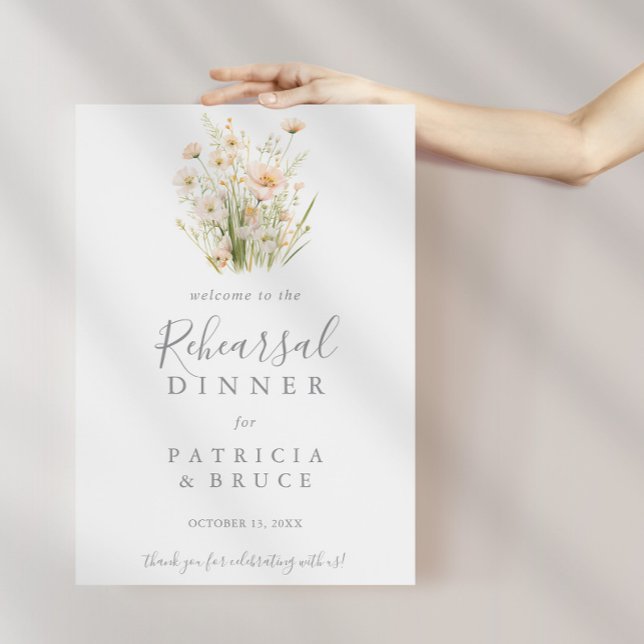 Classic Blush Wildflower Rehearsal Dinner Welcome  Poster (Creator Uploaded)