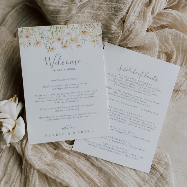 Classic Blush Wildflower Wedding Welcome Letter (Creator Uploaded)