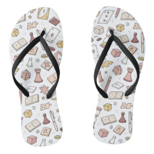 Classic Board Game Hand Drawn Seamless Pattern Jandals