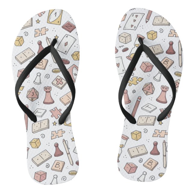 Classic Board Game Hand Drawn Seamless Pattern Jandals (Footbed)