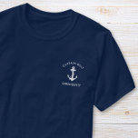 Classic Boat Anchor Captains Navy Blue T-Shirt<br><div class="desc">Nautical-themed boat captain's navy blue t-shirt with a white illustration of an anchor and their name and boat's name in modern white lettering.</div>