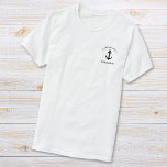 Classic Boat Anchor Captains T-Shirt<br><div class="desc">Nautical-themed boat captain's white t-shirt with an illustration of an anchor and their name and boat's name in modern lettering.</div>