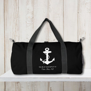 Classic Boat Anchor Monogram Black Duffle Bag