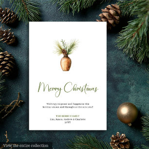 Classic Bohemian Botanical Earthy Holiday Greeting