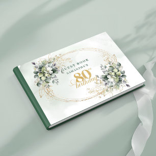 Classic Bohemian Greenery 80th Birthday Guest Book