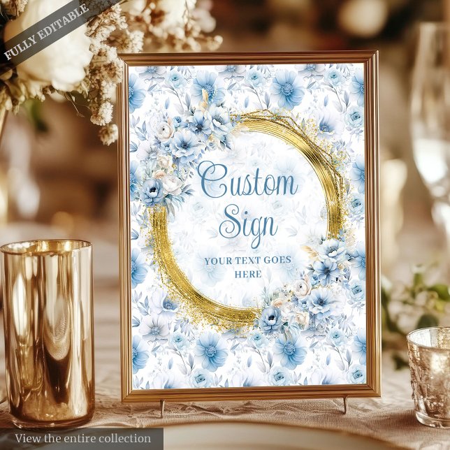 Classic Bohemian Light Blue Gold Wedding Custom  Poster (Classic Bohemian Light Blue Gold Wedding Custom Poster)