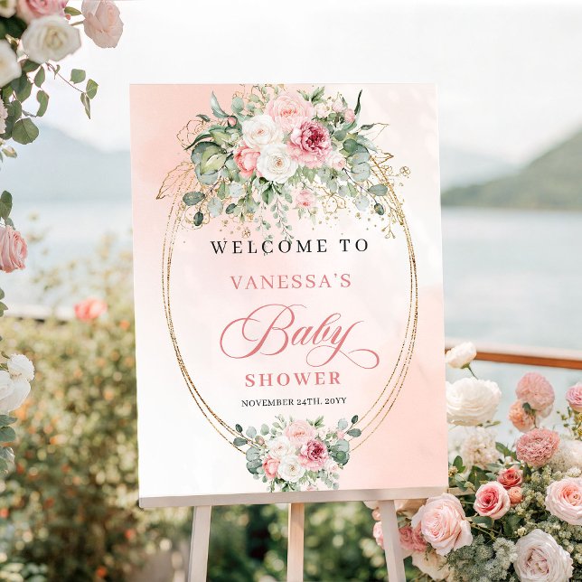Classic Boho Blush Roses Baby Shower Welcome Poste Poster (Classic Boho Blush Roses Baby Shower Welcome Poster

)
