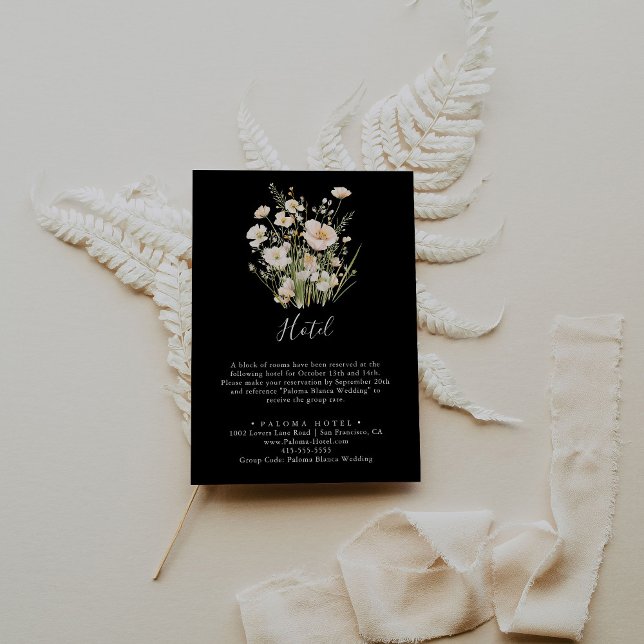 Classic Boho Blush Wildflower Black Hotel Enclosure Card (Creator Uploaded)