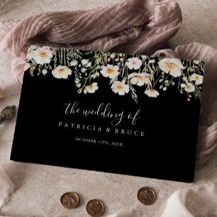 Classic Boho Blush Wildflower Black Wedding Guest Book