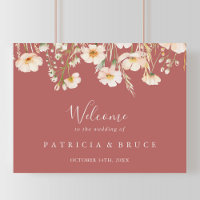 Classic Boho Blush Wildflower Wedding Welcome Sign