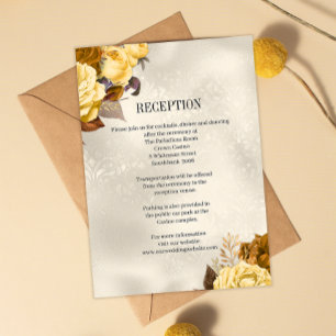 Classic Boho Elegance Gold Roses Wedding Reception Enclosure Card