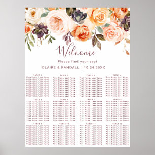 Classic Boho Floral Wedding Seating Chart