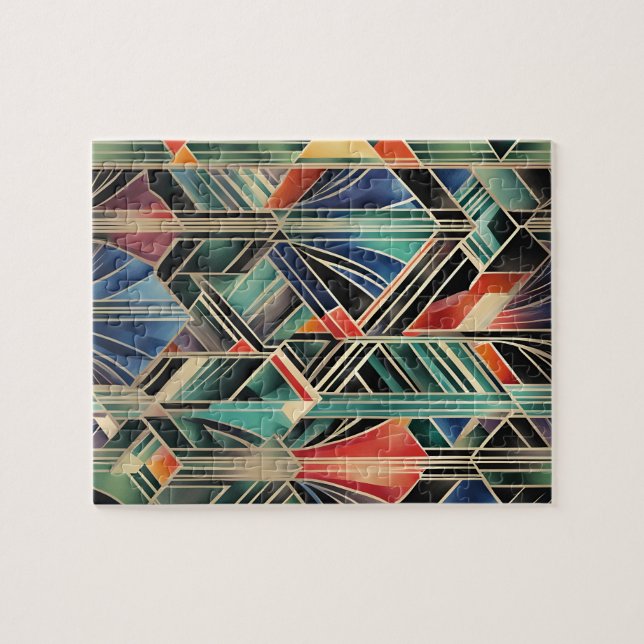 Classic Boho Jazzy Geometric  Elegant Design Jigsaw Puzzle (Horizontal)