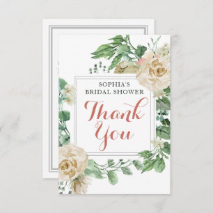 Classic Boho Rose Floral Bridal Shower Thank You