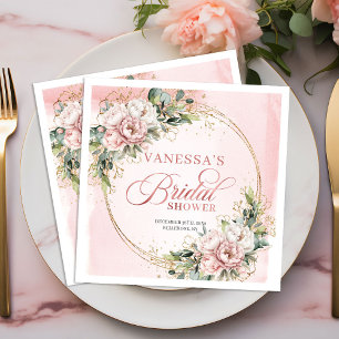 Classic Boho Rose Gold Eucalyptus Bridal Shower  Napkin
